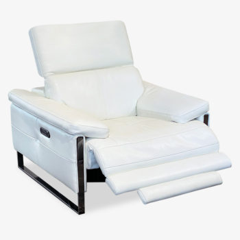 The Carina White Chair Reclined.