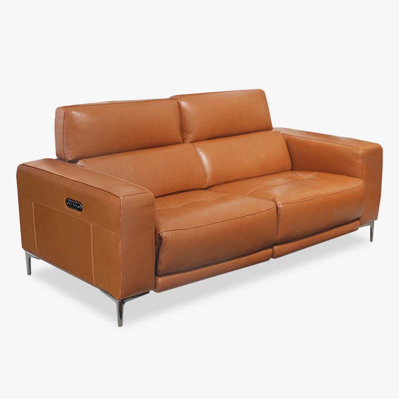 Leather Power Sofas Cascina Mobler, Amalfi Brown Leather Power Motion Reclining Sofa With Headrests