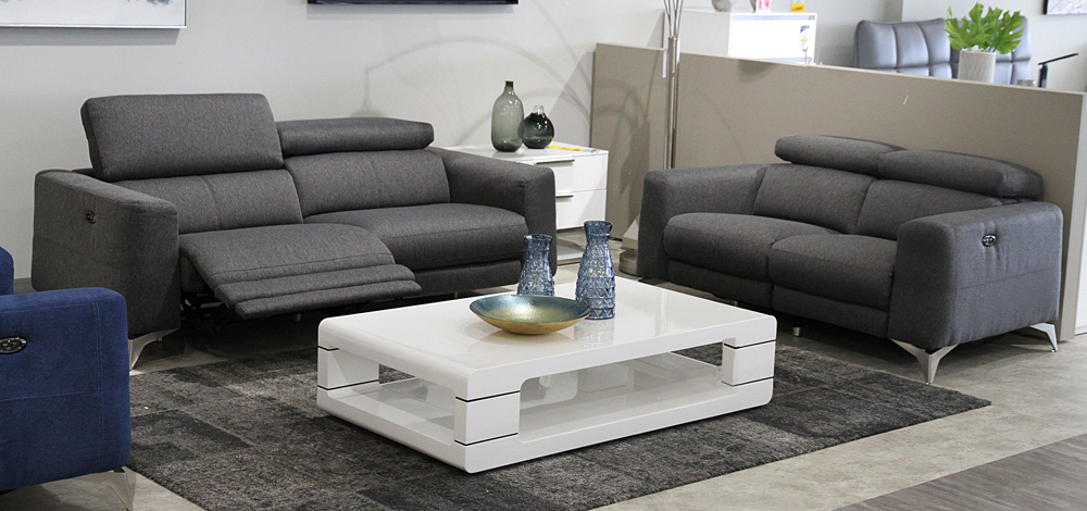 Modern Grey Fabric Power Reclining Sofa - Como