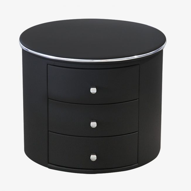 Modern Black Round Nightstand Esmerelda Mobler Furniture Edmonton