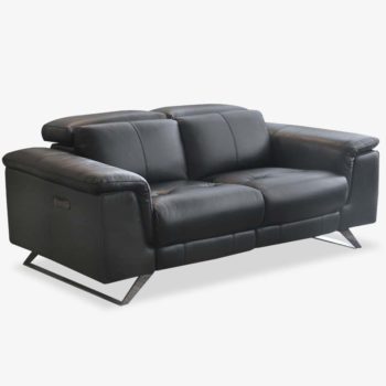 Black Leather Reclining Sofa | Lazio | Mobler Furniture Edmonton