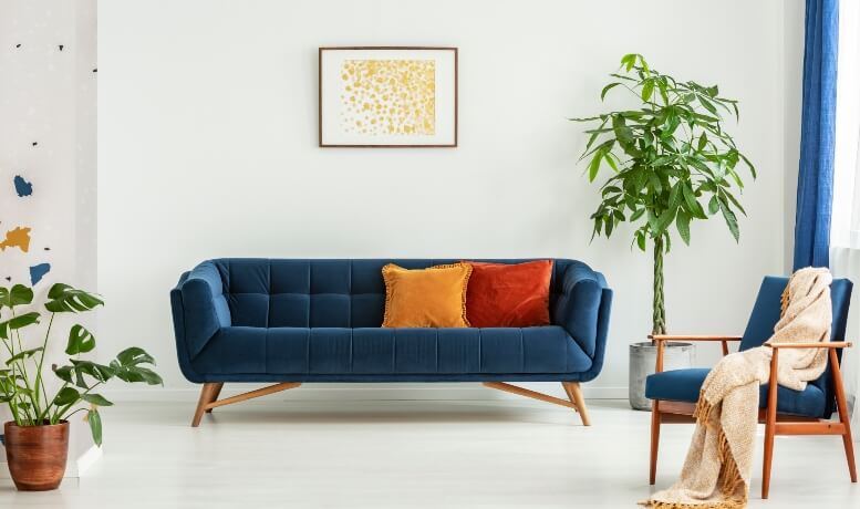 Blue Sofa with Modern Style Decor - Mobler Furniture