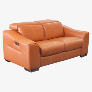 Tangerine Leather Loveseat | Palermo | Mobler Modern Furniture Edmonton